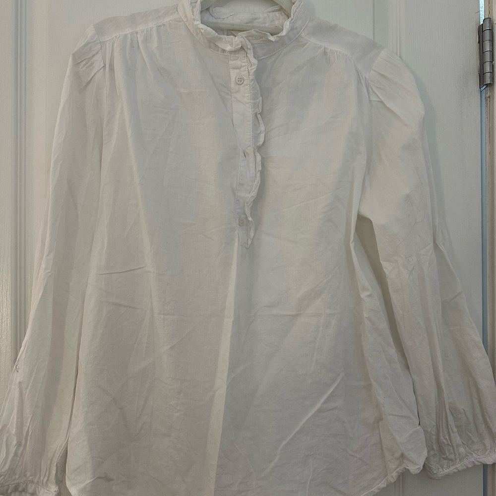 H&M White Ruffled Blouse